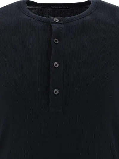Shop Tom Ford Lyocell Buttoned T-shirt In Black