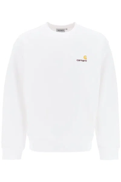 Shop Carhartt American Script Crewneck Sweatshirt In Bianco