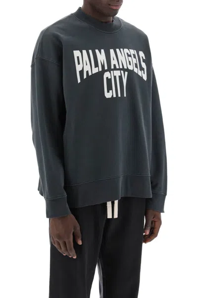 Shop Palm Angels Pa City Crewneck Sweatshirt In Grey