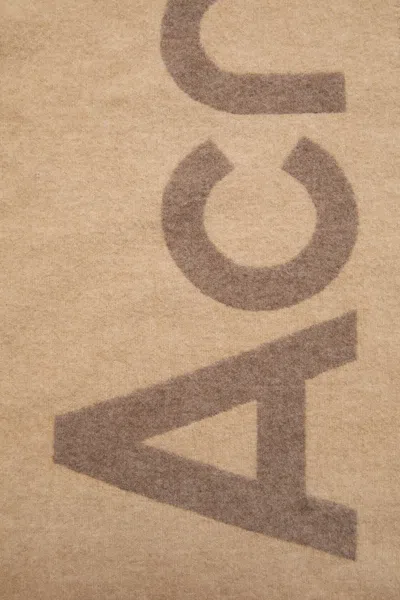 Shop Acne Studios Unisex Logo Jacquard Scarf In Camel Brown