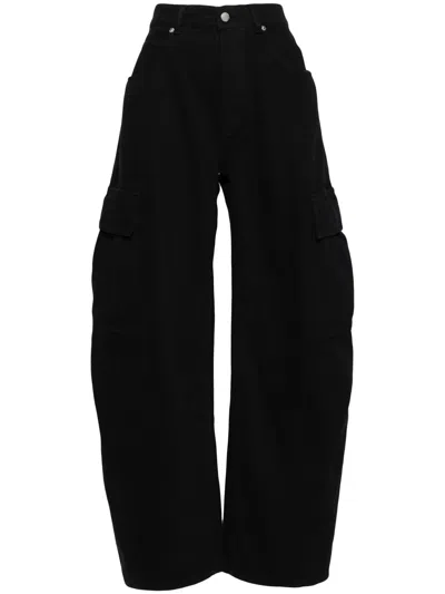 Shop Alexander Wang Women Oversized Rounded Cargo Pocket Low Rise Jean In 011 Washed Black