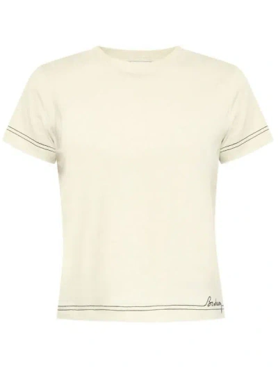 Shop Burberry Women Embroidered Cotton T-shirt In Plaster