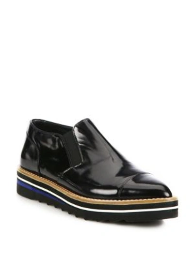 Shop Vince Alona Patent Leather Point Toe Creeper Loafers In Black