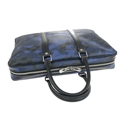 Pre-owned Louis Vuitton Porte Documents Voyage Blue Canvas Backpack Bag ()