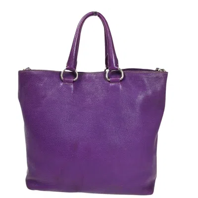 Shop Prada Vitello Purple Leather Tote Bag ()