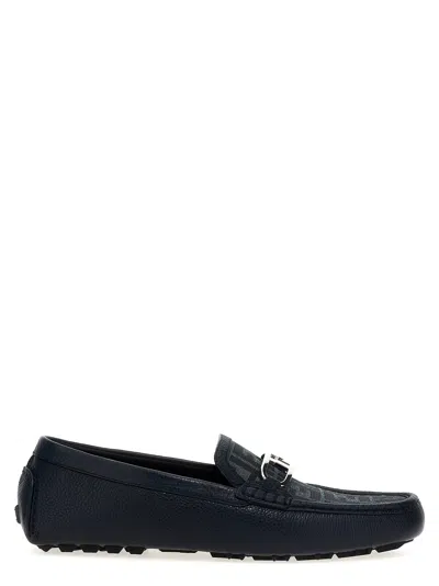 Shop Fendi Driver O Loafers In Blue