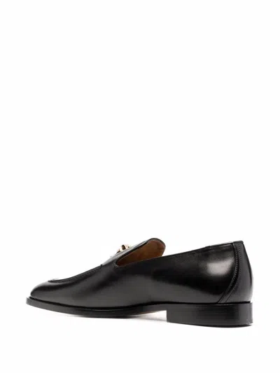 Versace Black Leather La Medusa Loafers In Black