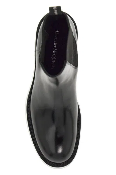 Shop Alexander Mcqueen Men's Chelsea Float Ankle Boots In Black