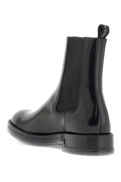 Shop Alexander Mcqueen Men's Chelsea Float Ankle Boots In Black