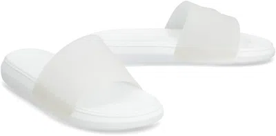 Shop Alexander Mcqueen Men's White Logo Detail Rubber Slide Sandals For Ss23