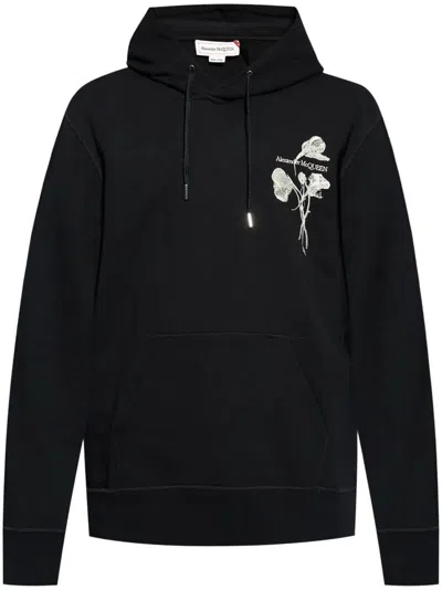 Shop Alexander Mcqueen Men's Black Embroidered Sweatshirt For Fw24