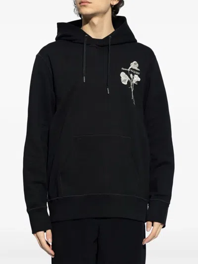 Shop Alexander Mcqueen Men's Black Embroidered Sweatshirt For Fw24
