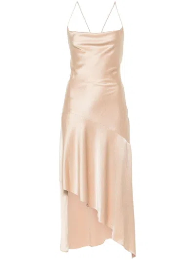 Shop Alice And Olivia Satin Asymmetric Dress In Gold