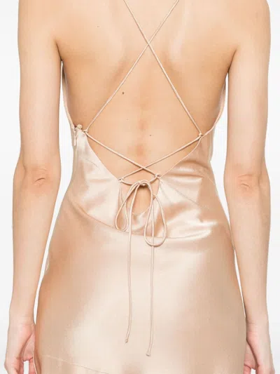 Shop Alice And Olivia Satin Asymmetric Dress In Gold