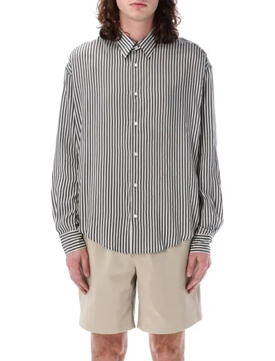 Shop Ami Alexandre Mattiussi Striped Satin Shirt For Men In Chalk/cashmere