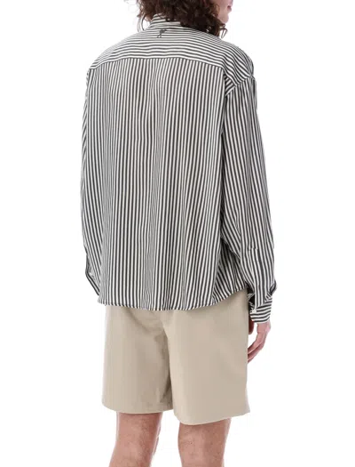 Shop Ami Alexandre Mattiussi Striped Satin Shirt For Men In Chalk/cashmere
