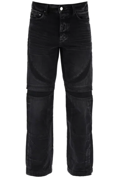 Shop Amiri Premium Men's Blue Straight Cut Jeans With Mesh Inserts | Vintage-washed Denim In Light Blue