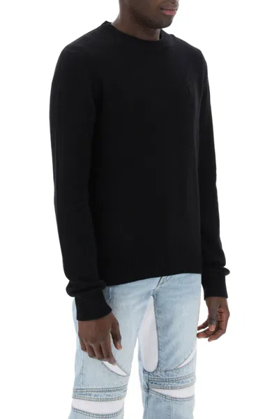 Shop Amiri Men's Cashmere Sweater With Tonal Stack Logo Embroidery In Black