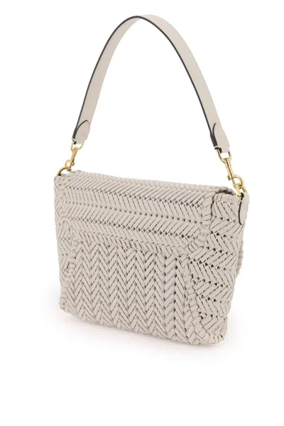 Shop Anya Hindmarch White Woven Leather Tassel Handbag For Women