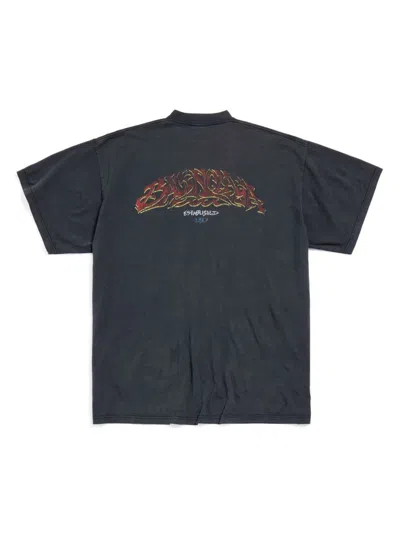 Shop Balenciaga Offshore Cotton T-shirt In Black