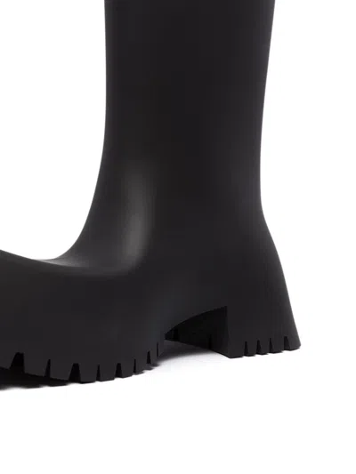 Shop Balenciaga Men's Black Trooper Block-heel Rubber Boots For Fall/winter 2024