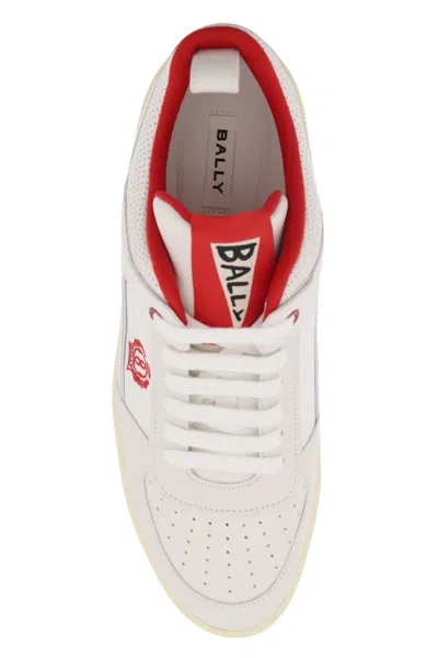 Shop Bally Men's Leather Riweira Sneakers With Perforated Details And Monogram In Multicolor