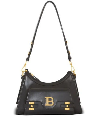 Shop Balmain Stylish Black Calfskin Leather Hobo Handbag For Women