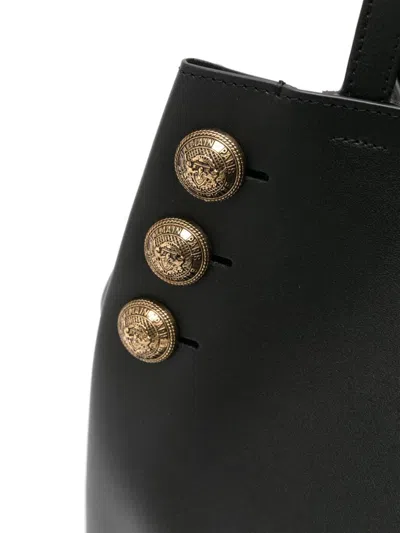 Shop Balmain Stylish Black Tote Bag With Golden Button Accents For Women