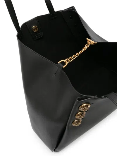Shop Balmain Stylish Black Tote Bag With Golden Button Accents For Women