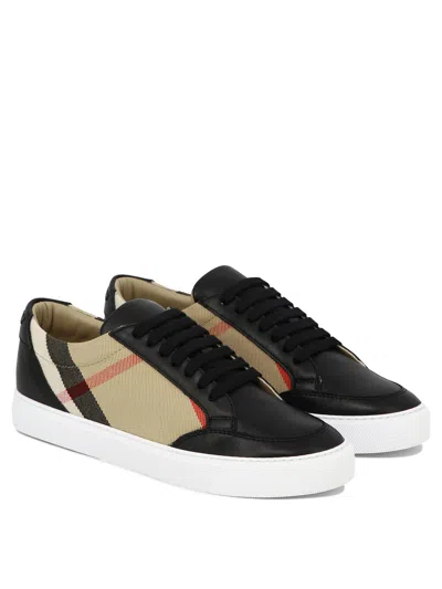 Shop Burberry Black House Check Sneakers For Women