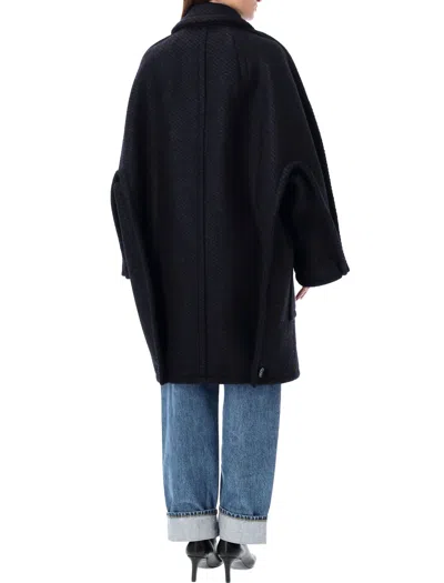Shop Bottega Veneta Elegant Bicolor Diagonal Wool Jacket For Women By  In Black_navy