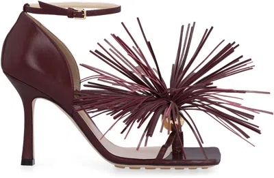 Bottega Veneta Maroon Leather Stretch Strap Heels In Maroon