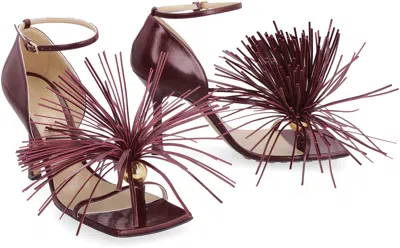 Bottega Veneta Maroon Leather Stretch Strap Heels In Maroon