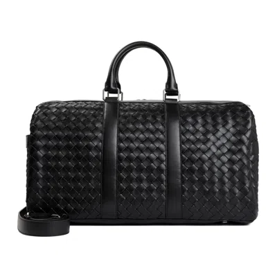 Shop Bottega Veneta Classic Intrecciato Duffle Handbag In Black