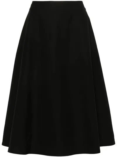 Shop Bottega Veneta Feminine Black Flared Midi Skirt For Women | Ss24 Collection