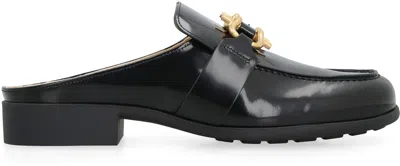 Shop Bottega Veneta Men's Black Glossy Leather Open-back Loafers For Ss23