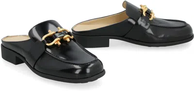Shop Bottega Veneta Men's Black Glossy Leather Open-back Loafers For Ss23