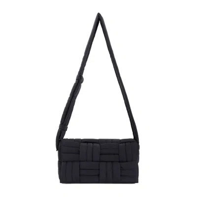 Shop Bottega Veneta Tech Cassette Stitch Shoulder Handbag In Black