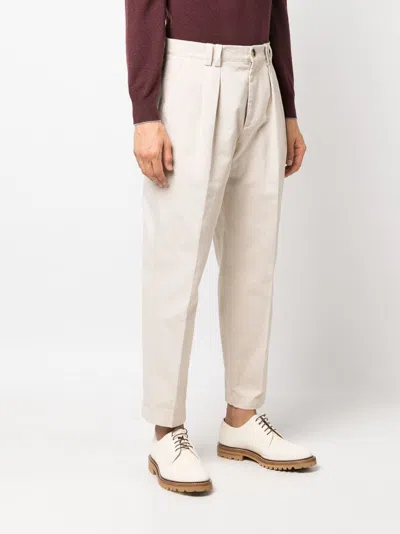 Shop Brunello Cucinelli Men's Relaxed Fit Cotton Trousers In White