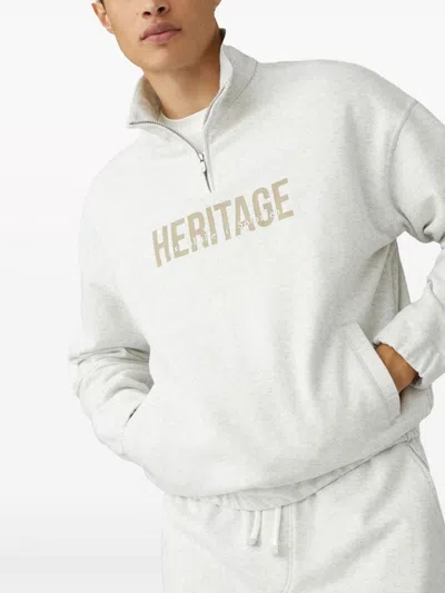 Shop Brunello Cucinelli Men's Light Grey Texture Sweatshirt With Logo And Text Print