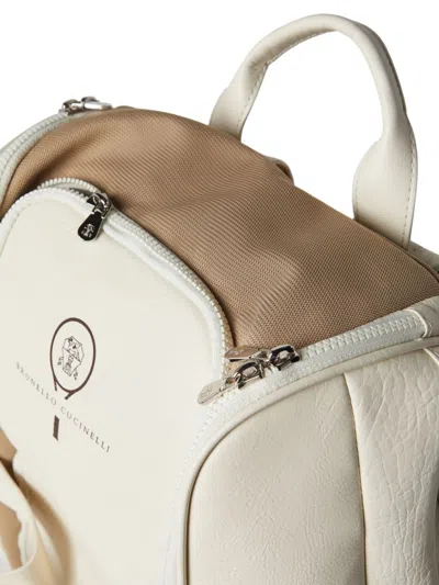 Shop Brunello Cucinelli Leather And Nylon Tennis Backpack In White