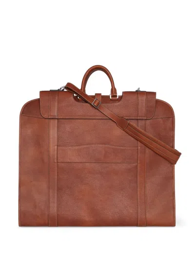 Shop Brunello Cucinelli Chestnut Brown Leather Handbag For Men Ss24