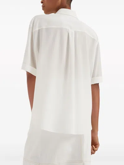 Shop Brunello Cucinelli Silk Short-sleeve Shirt: Precious Buttonhole Design, Beige In Tan