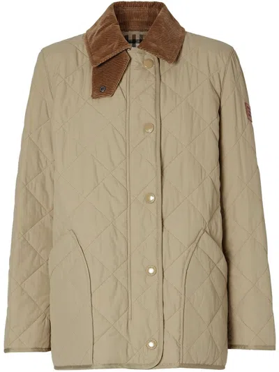 Shop Burberry Beige Thermoregulated Quilted Jacket For Women