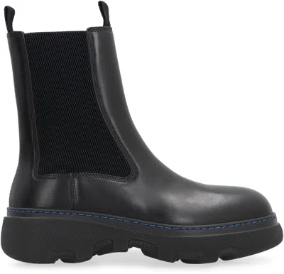 Shop Burberry Black Leather Chelsea Boots For Women