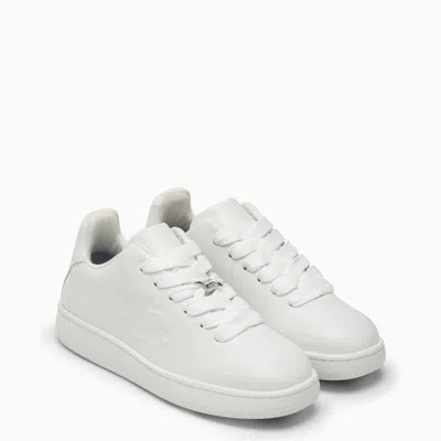 Shop Burberry Mens White Calf Leather Sneakers