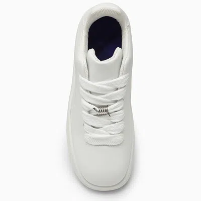 Shop Burberry Mens White Calf Leather Sneakers