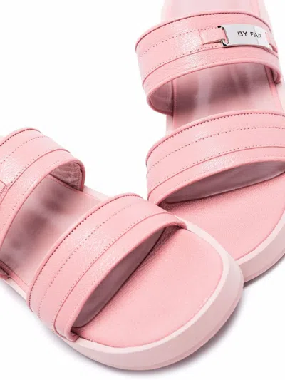 Shop By Far Elegant Pink Grained Leather Sandals For Women
