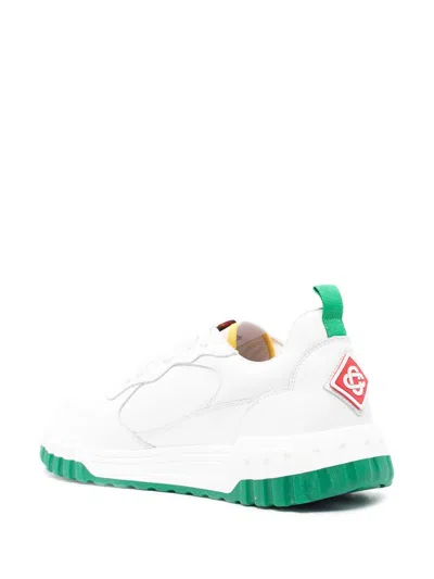 Shop Casablanca Green And White Leather Sneakers For Men In Verde/blan