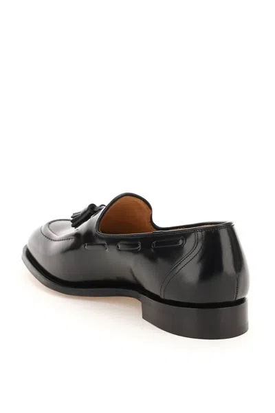 Shop Church's Men's Black Suede Loafers With Tassels And Leather Lining And Sole
